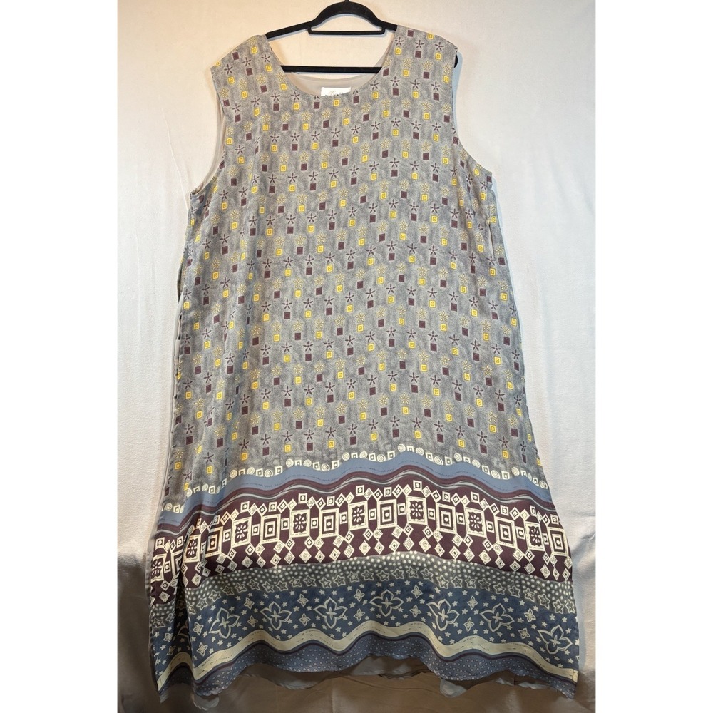 FreeStyle 3xl Maxi Dress Original Collection Gray Multicolor With Tie